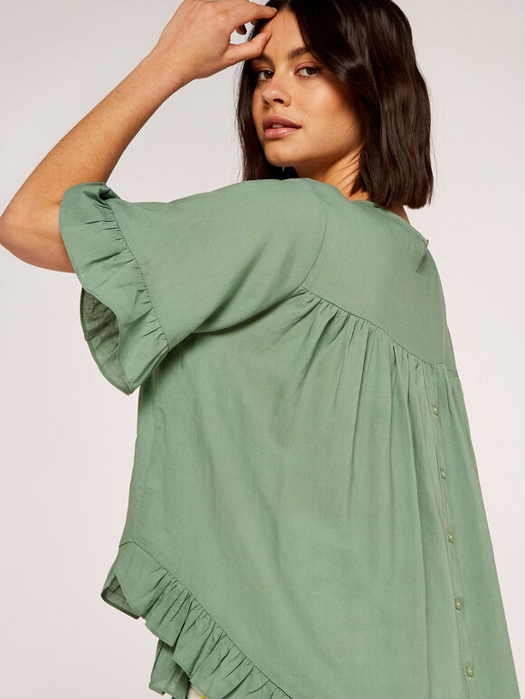 Frill Detail Top, Mint, large