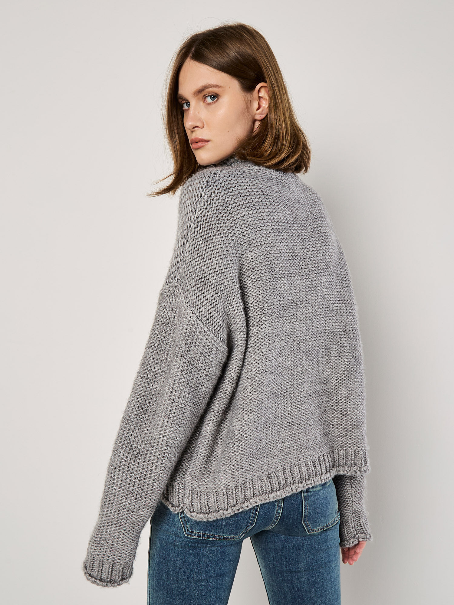 Grey chunky knit jumper on sale