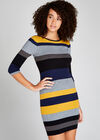 Colour Block Striped Bodycon Dress, Mustard, large
