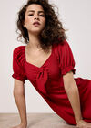 Tie Detail Milkmaid Midaxi Dress, Red, large