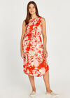 Tie Dye Curved Hem Dress, Orange, large
