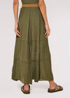 Slub Shimmer Maxi Skirt, Khaki, large