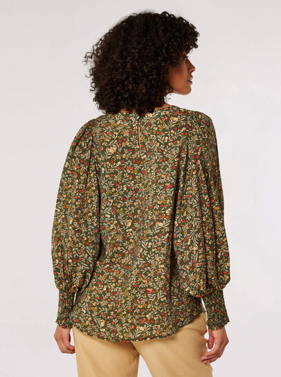 Ditsy Floral Balloon Sleeve Top
