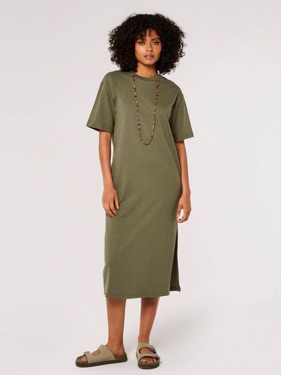 T-Shirt Midi Dress, Khaki, large