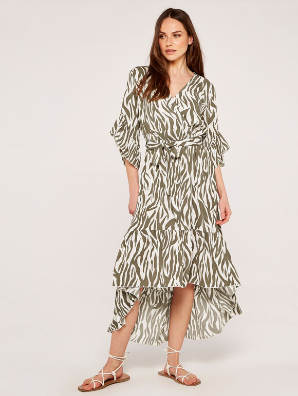 Zebra Print Hem Dress, Cream, large