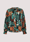 Animal Patchwork Print Blouse, Green, large
