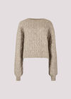 Flecked Braid Cable Knit Jumper, Stone, large