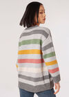 Colourful Stripe Oversized Jumper, Grey, large
