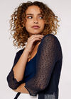 Popcorn Knit Shrug, Navy, large