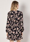 Crinkle Floral Mini Dress, Black, large