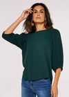 Puff Sleeve Jersey Top, Green, large
