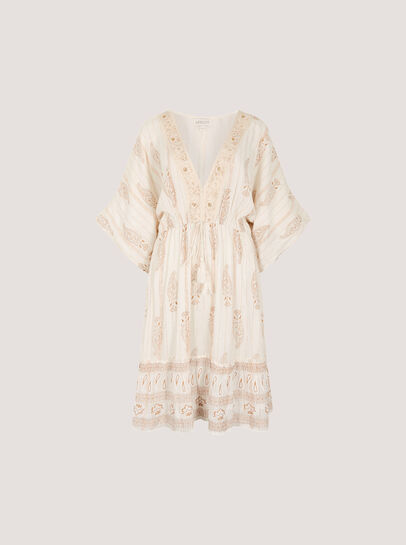 Gold Foil Paisley Midi Dress