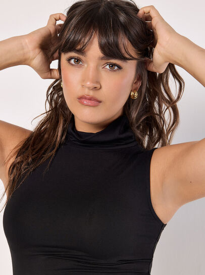 Jersey Roll Neck Tank Top