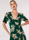 Floral Wrap Midi Dress, Green, large
