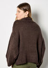 Chunky Knit Roll Neck Oversized Jumper, Brown, large