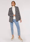 Tweed Oversized Tailored Blazer, Burgundy, large