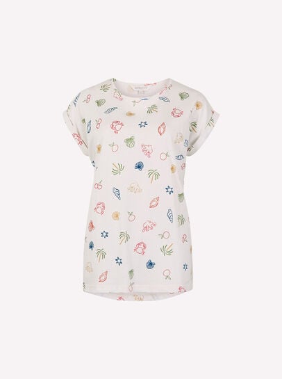 Colourful Tropical Print Jersey T-Shirt