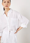 Textured Cotton Oversized Shirt, White, large