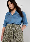 Batik Leaf Culotte Trousers, Khaki, large