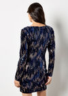 Mixed Sequin Velvet Bodycon Mini Dress, Navy, large