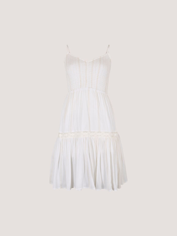 Shimmer Camisole Mini Dress, White, large