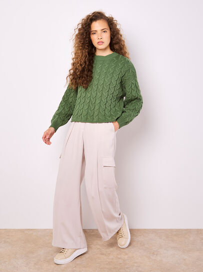 Cotton Blend Cable Knit Jumper