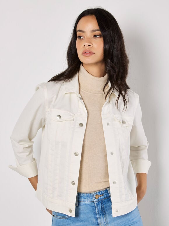 Lightweight Denim Jacket, Cream, large