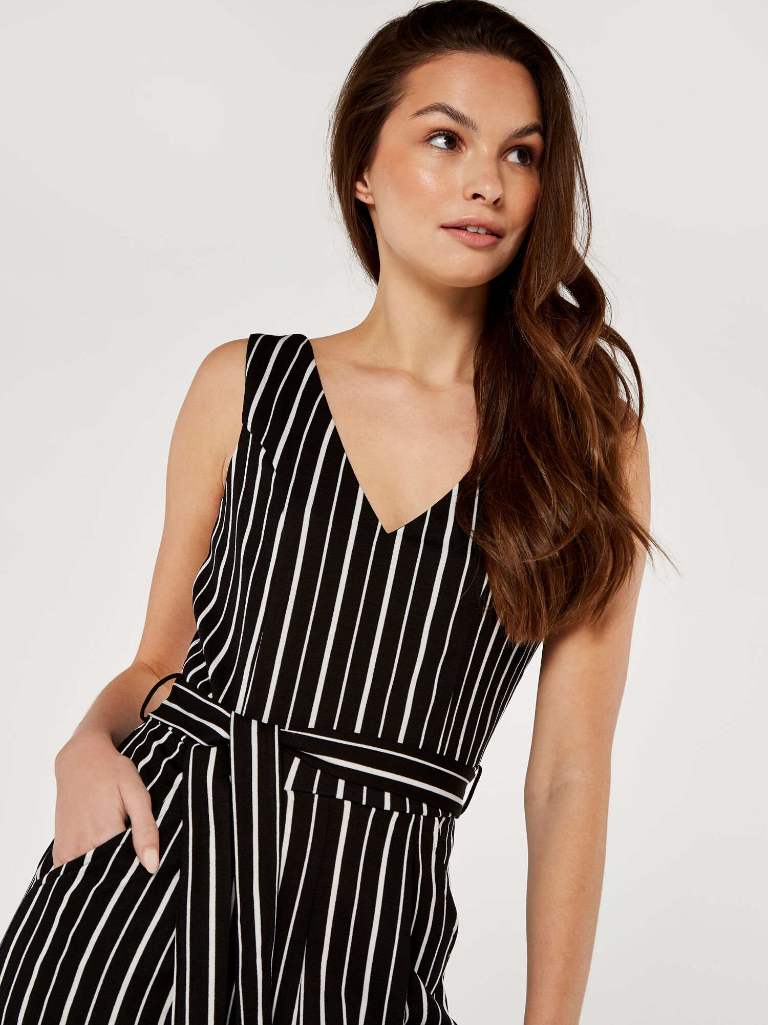 Black and white striped romper discount pants