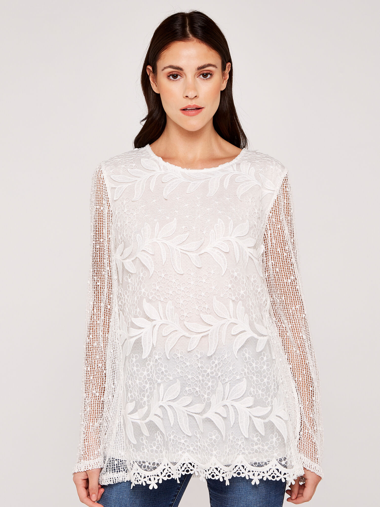 Lace mesh blouse deals