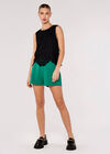 Lace Sleeveless Scallop Top, Black, large