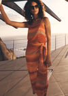 Watercolour Stripe Wrap Midi Skirt, Orange, large