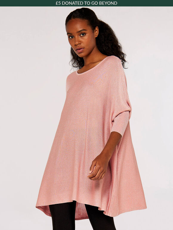Lurex Long Sleeve Jumper, Pink, large