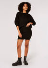 Boucle Knitted Mini Skirt, Black, large