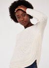 Knitted Grown On Sleeve Jumper, Cream, large