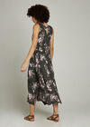 Khaki Floral Print Ruched Waist Maxi, Khaki, large
