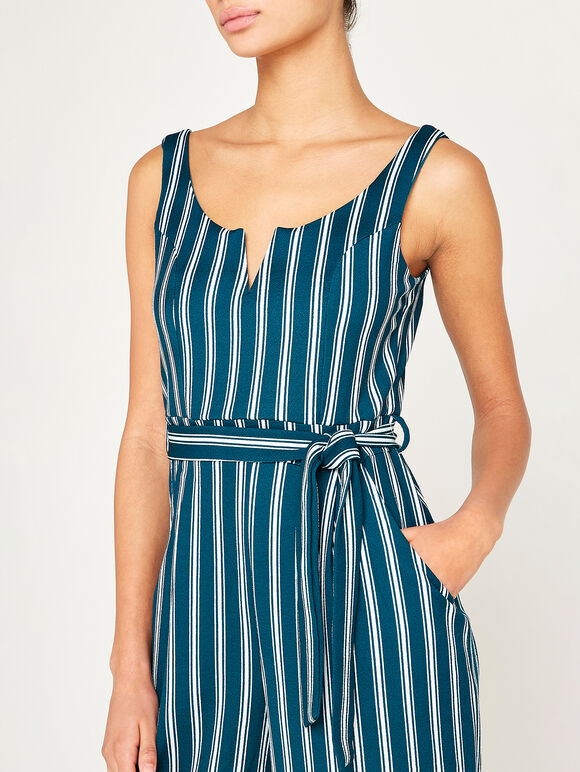 Striped Culotte Jumpsuit, Green, large