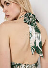 Tropical Leaf Satin Maxi Dress, Cream, large