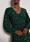 Vintage Floral Smocked Midi Dress, Pine Green, large