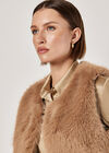 Faux Fur Cropped Gilet, Brown, large