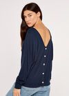 Reversible Button Up Top, Navy, large