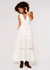 Dobby Crochet Tiered Maxi Dress, Cream, large