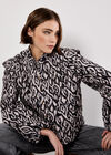 Textured Ikat Quilted Jacket, Black, large