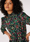 Gold Foil Ornate Floral Mini Dress, Black, large
