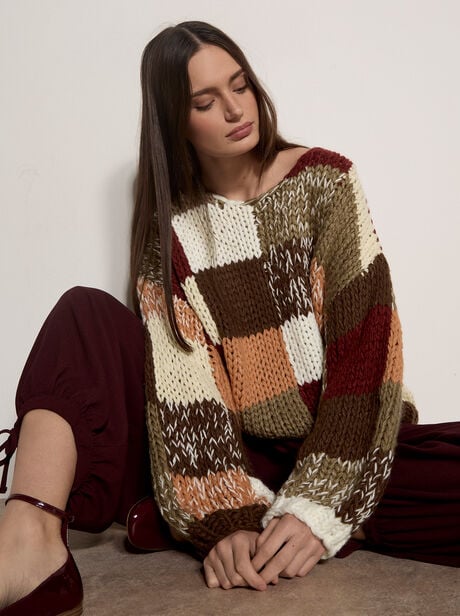 Chunky Hand-Crocheted Patchwork Jumper