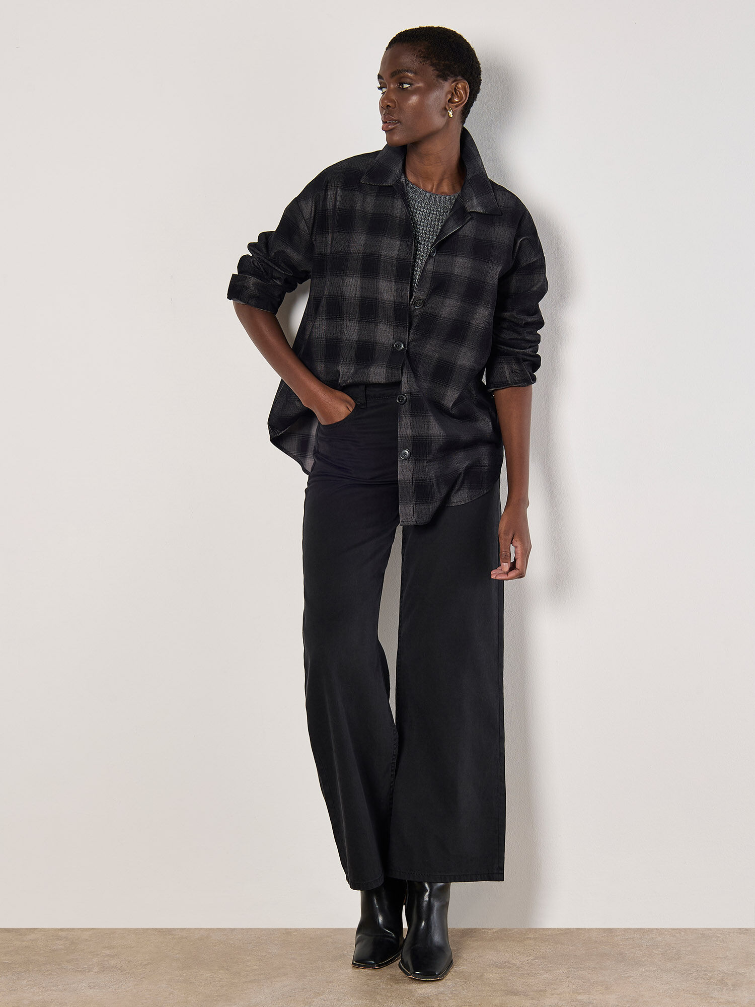 Oversized Check Corduroy Shirt | Apricot Clothing