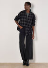Oversized Check Corduroy Shirt, Grey, large