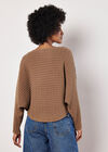 Cable Stripe Batwing Jumper, Brown, large