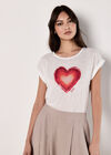 Heart Print Graphic T-Shirt, Red, large