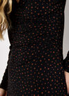 Polka Dot Wrap Ruched Mini Dress, Black, large
