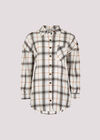 Oversized Cotton Check Shirt, White, large